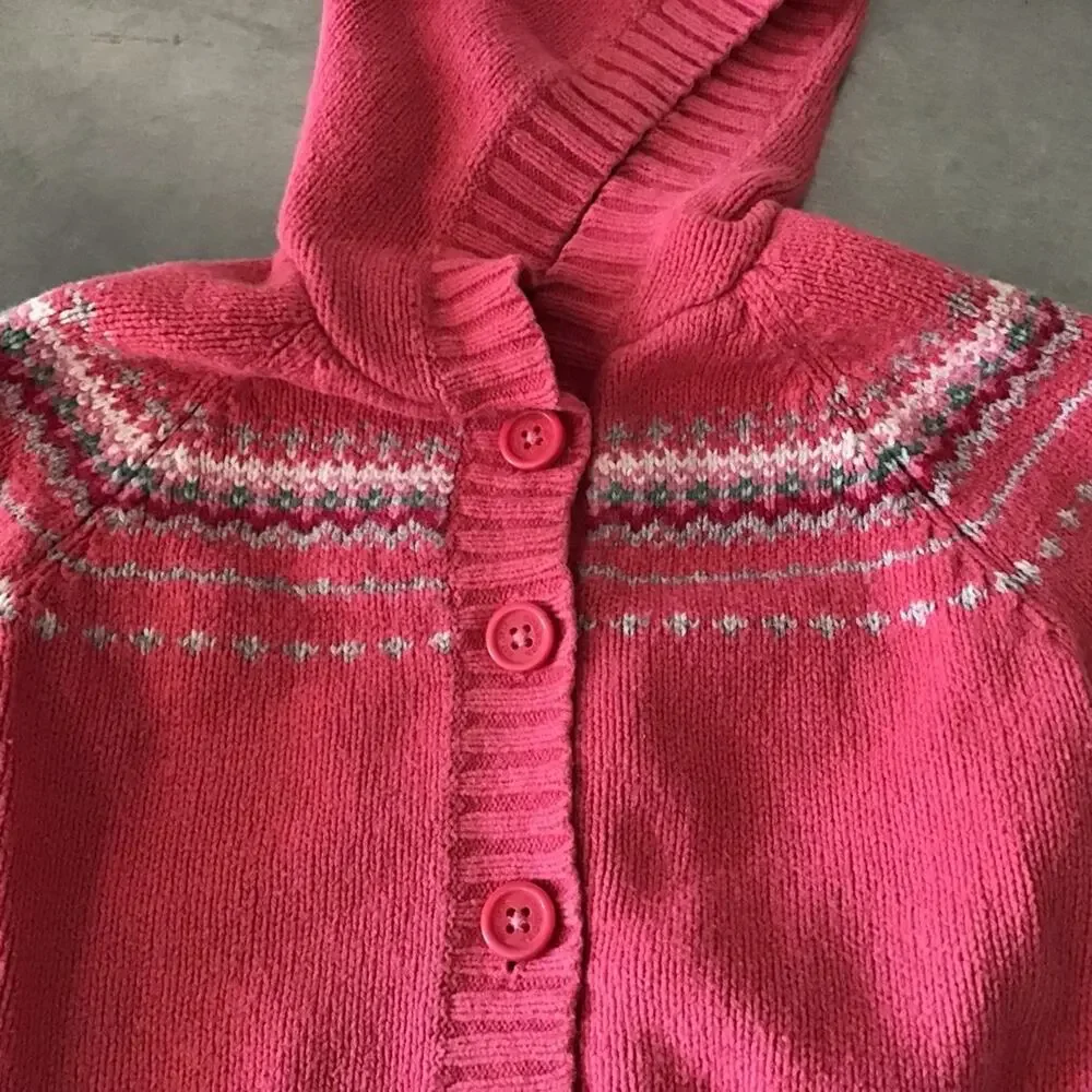 Oshkosh wool blend hooded pink fairisle sweater 24 months